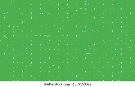 Seamless background pattern of evenly spaced white golf symbols of different sizes and opacity. Vector illustration on green background with stars