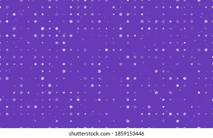 Seamless background pattern of evenly spaced white roses of different sizes and opacity. Vector illustration on deep purple background with stars