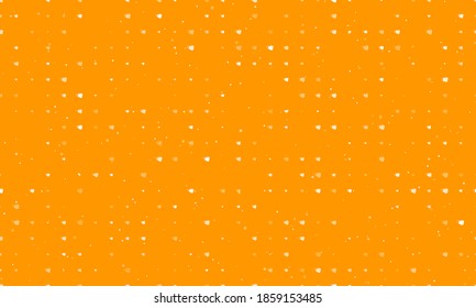 Seamless background pattern of evenly spaced white mask symbols of different sizes and opacity. Vector illustration on orange background with stars
