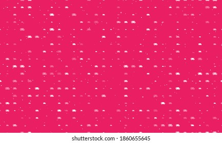 Seamless background pattern of evenly spaced white delivery symbols of different sizes and opacity. Vector illustration on pink background with stars