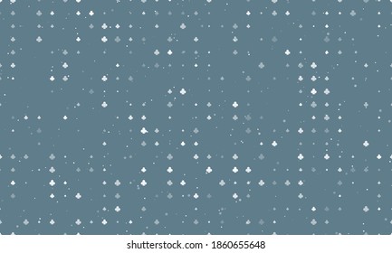 Seamless background pattern of evenly spaced white clubs of different sizes and opacity. Vector illustration on blue grey background with stars
