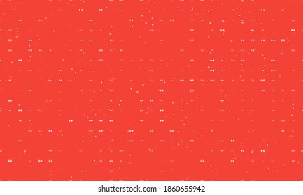 Seamless background pattern of evenly spaced white dumbbell symbols of different sizes and opacity. Vector illustration on red background with stars