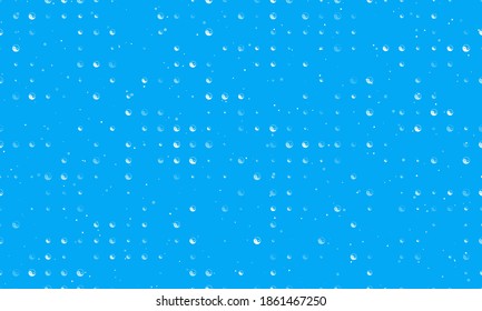 Seamless background pattern of evenly spaced white yin yang symbols of different sizes and opacity. Vector illustration on light blue background with stars