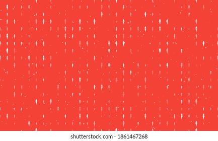 Seamless background pattern of evenly spaced white torch symbols of different sizes and opacity. Vector illustration on red background with stars