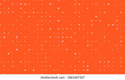 Seamless background pattern of evenly spaced white mask symbols of different sizes and opacity. Vector illustration on deep orange background with stars