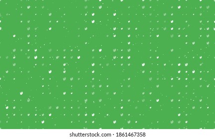 Seamless background pattern of evenly spaced white hands of different sizes and opacity. Vector illustration on green background with stars