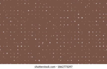 Seamless background pattern of evenly spaced white christmas fireplace symbols of different sizes and opacity. Vector illustration on brown background with stars