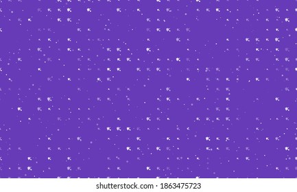 Seamless background pattern of evenly spaced white virus bounces off the shield symbols of different sizes and opacity. Vector illustration on deep purple background with stars