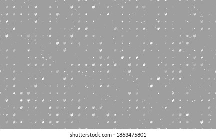Seamless background pattern of evenly spaced white hands of different sizes and opacity. Vector illustration on grey background with stars