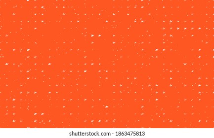 Seamless background pattern of evenly spaced white dove of peace symbols of different sizes and opacity. Vector illustration on deep orange background with stars