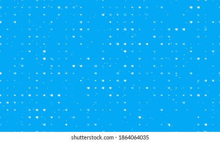 Seamless background pattern of evenly spaced white mask symbols of different sizes and opacity. Vector illustration on light blue background with stars
