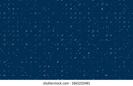 Seamless background pattern of evenly spaced white tennis symbols of different sizes and opacity. Vector illustration on dark blue background with stars