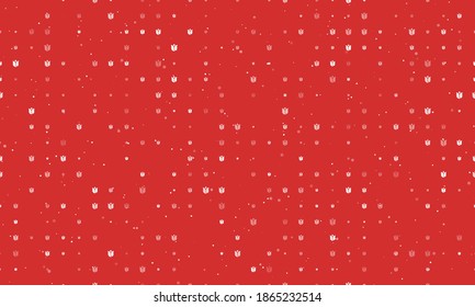Seamless background pattern of evenly spaced white tulips of different sizes and opacity. Vector illustration on red background with stars
