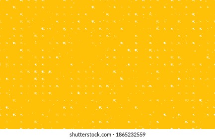 Seamless background pattern of evenly spaced white virus bounces off the shield symbols of different sizes and opacity. Vector illustration on amber background with stars
