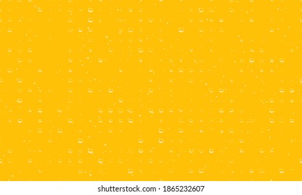 Seamless background pattern of evenly spaced white monoblock symbols of different sizes and opacity. Vector illustration on amber background with stars