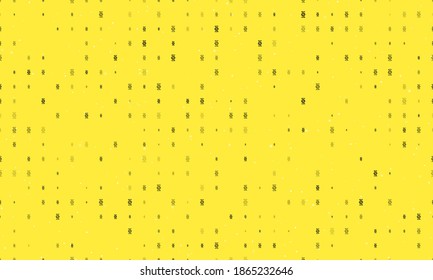 Seamless background pattern of evenly spaced black dna symbols of different sizes and opacity. Vector illustration on yellow background with stars