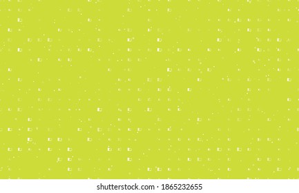 Seamless background pattern of evenly spaced white desktop symbols of different sizes and opacity. Vector illustration on lime background with stars