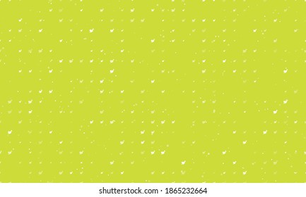 Seamless background pattern of evenly spaced white cupid arrow symbols of different sizes and opacity. Vector illustration on lime background with stars