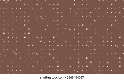 Seamless background pattern of evenly spaced white yin yang symbols of different sizes and opacity. Vector illustration on brown background with stars