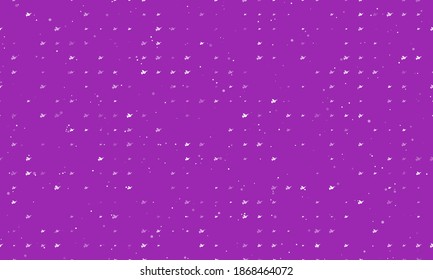 Seamless background pattern of evenly spaced white dove of peace symbols of different sizes and opacity. Vector illustration on purple background with stars