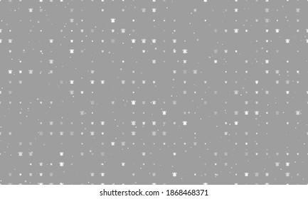Seamless background pattern of evenly spaced white bell symbols of different sizes and opacity. Vector illustration on grey background with stars