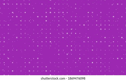 Seamless background pattern of evenly spaced white christmas fireplace symbols of different sizes and opacity. Vector illustration on purple background with stars