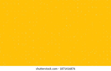 Seamless background pattern of evenly spaced white hockey symbols of different sizes and opacity. Vector illustration on amber background with stars