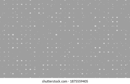 Seamless background pattern of evenly spaced white woman with woman symbols of different sizes and opacity. Vector illustration on grey background with stars