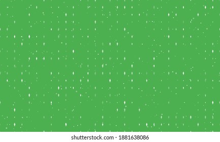 Seamless background pattern of evenly spaced white woman symbols of different sizes and opacity. Vector illustration on green background with stars