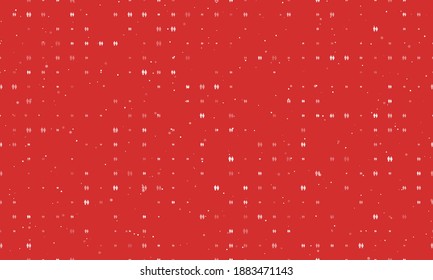 Seamless background pattern of evenly spaced white man with woman symbols of different sizes and opacity. Vector illustration on red background with stars