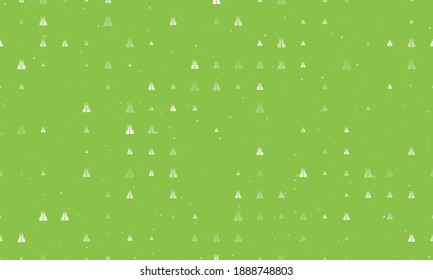 Seamless background pattern of evenly spaced white set of giftss of different sizes and opacity. Vector illustration on light green background with stars