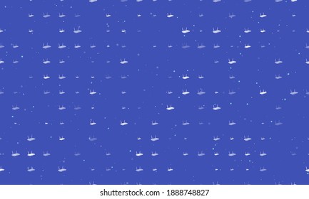 Seamless background pattern of evenly spaced white router symbols of different sizes and opacity. Vector illustration on indigo background with stars