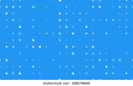 Seamless background pattern of evenly spaced white roasted turkeys of different sizes and opacity. Vector illustration on blue background with stars