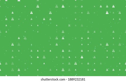 Seamless background pattern of evenly spaced white set of giftss of different sizes and opacity. Vector illustration on green background with stars