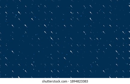 Seamless background pattern of evenly spaced white screwdriver symbols of different sizes and opacity. Vector illustration on dark blue background with stars