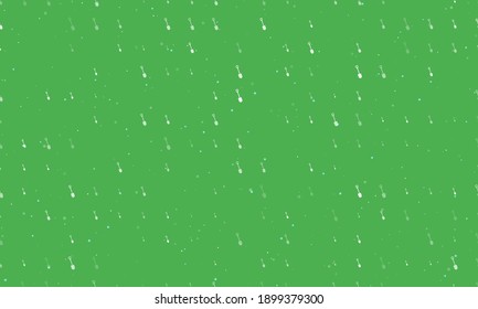 Seamless background pattern of evenly spaced white shovel symbols of different sizes and opacity. Vector illustration on green background with stars