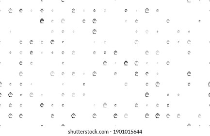 Seamless background pattern of evenly spaced black lary symbols of different sizes and opacity. Vector illustration on white background