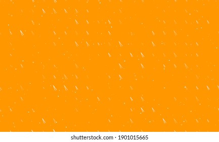 Seamless background pattern of evenly spaced white compass dividers of different sizes and opacity. Vector illustration on orange background with stars
