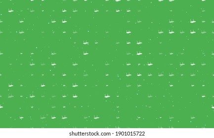 Seamless background pattern of evenly spaced white router symbols of different sizes and opacity. Vector illustration on green background with stars