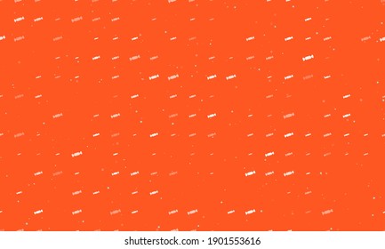 Seamless background pattern of evenly spaced white candy symbols of different sizes and opacity. Vector illustration on deep orange background with stars