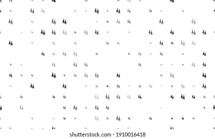 Seamless background pattern of evenly spaced black earrings symbols of different sizes and opacity. Vector illustration on white background