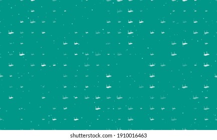 Seamless background pattern of evenly spaced white router symbols of different sizes and opacity. Vector illustration on teal background with stars