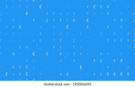 Seamless background pattern of evenly spaced white pound symbols of different sizes and opacity. Vector illustration on blue background with stars