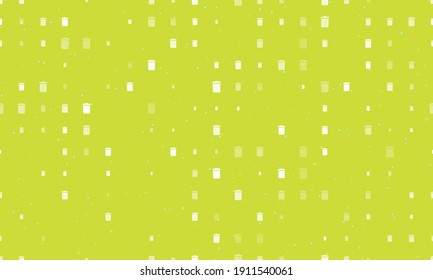 Seamless background pattern of evenly spaced white trash symbols of different sizes and opacity. Vector illustration on lime background with stars