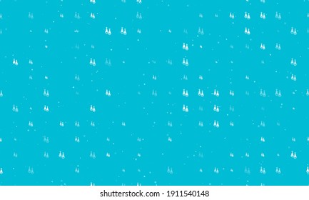 Patrón de fondo sin brillo de los símbolos de pendientes blancos pares de espaciado de diferentes tamaños y opacidad. Ilustración vectorial sobre fondo cian con estrellas