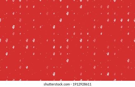 Seamless background pattern of evenly spaced white grapes symbols of different sizes and opacity. Vector illustration on red background with stars