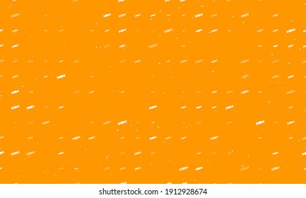 Seamless background pattern of evenly spaced white candy symbols of different sizes and opacity. Vector illustration on orange background with stars