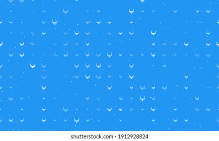 Seamless background pattern of evenly spaced white necklace symbols of different sizes and opacity. Vector illustration on blue background with stars