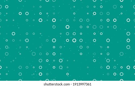 Seamless background pattern of evenly spaced white circle symbols of different sizes and opacity. Vector illustration on teal background with stars