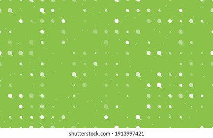 Seamless background pattern of evenly spaced white tape measure symbols of different sizes and opacity. Vector illustration on light green background with stars